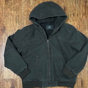 G.H. Bass & Co. Sherpa Lined Canvas Bomber Full Zip Heavy Jacket Green (Large)